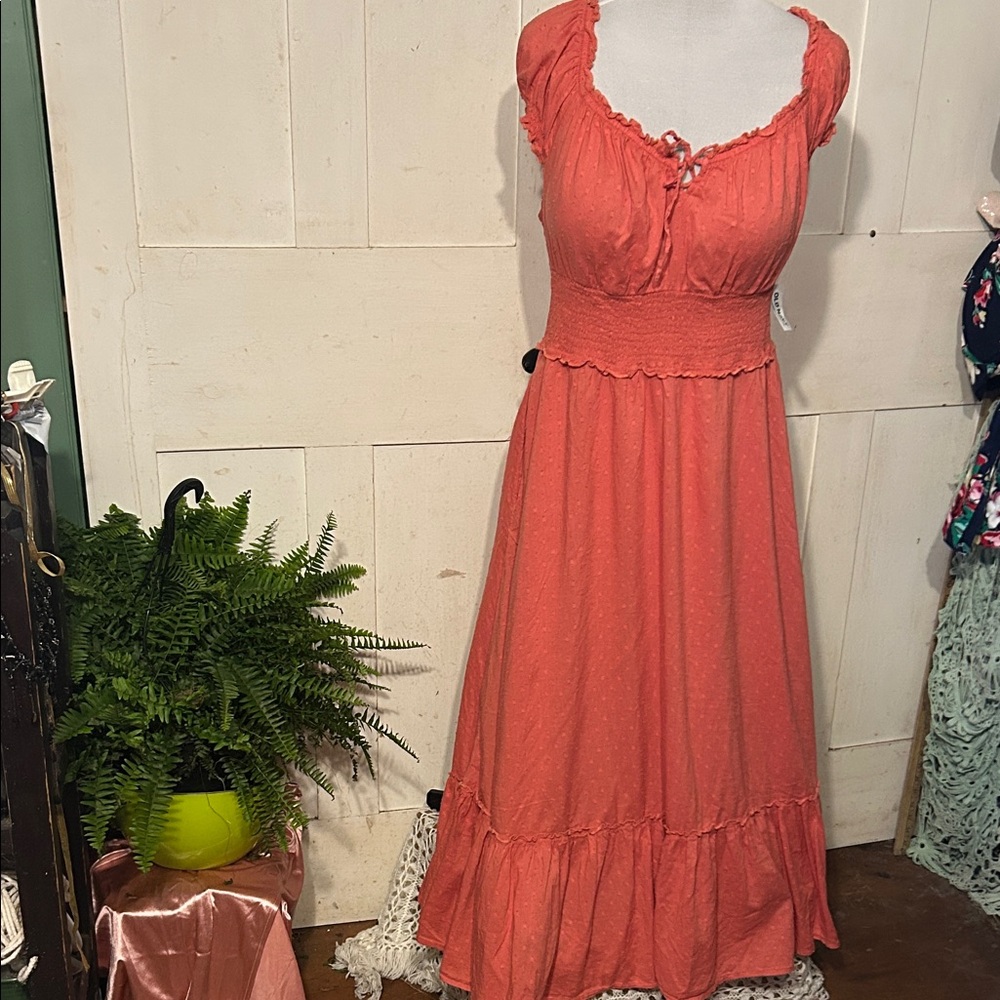 NWT Old Navy Peasant Dress Sz L Cottagecore Hippie Boho Fairy Regency Western